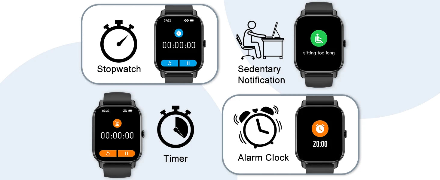 Jxrev Smart Watch, 1.85" Sports Watch for IP68 Waterproof, 110+ Sport Modes, Fitness Activity Tracker, Ultra Thin Watch.