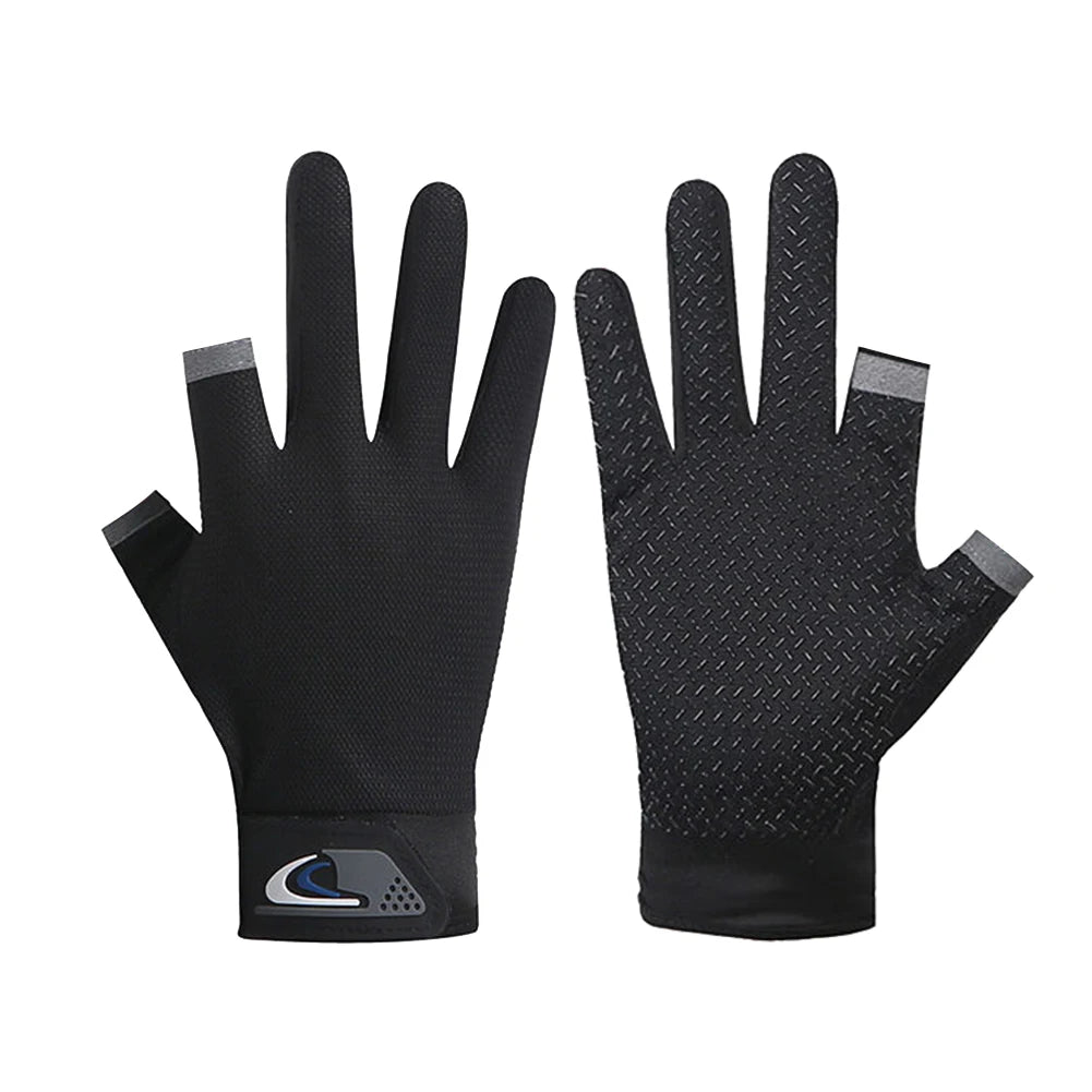 1 Pair Protective Fishing Gloves 2 Cut Fingers Fingerless Glove Men Women Anti-slip Fishing Wear Pesca Fitness Cycling Glove