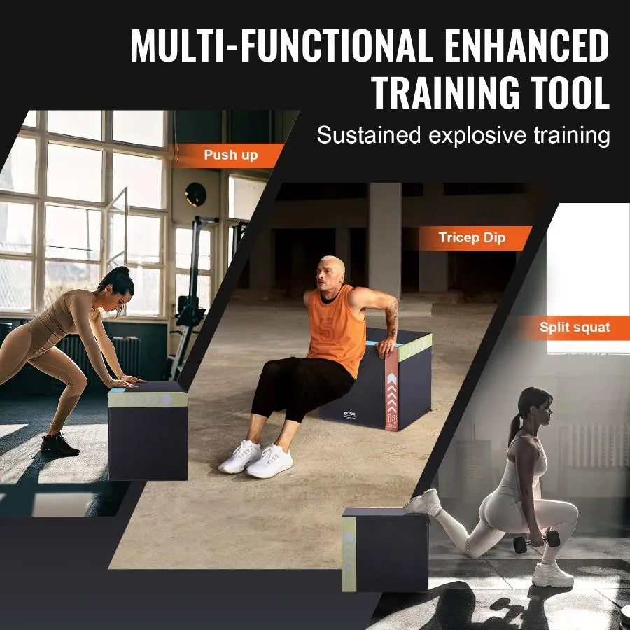3 in 1 Plyometric Jump Box 20 18 16 Inch Cn Plyo Box Platform and Jumping Agility Box Anti-Slip Fitness Exercise Step Up Box f
