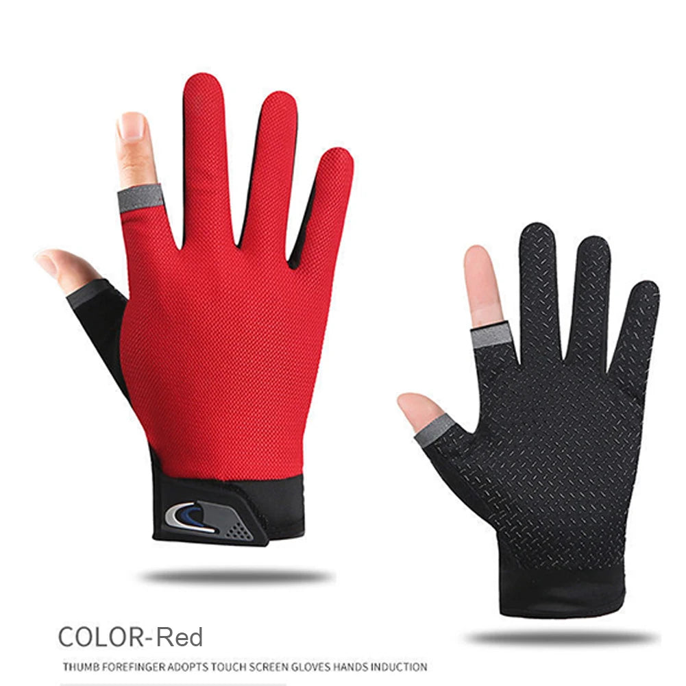 1 Pair Protective Fishing Gloves 2 Cut Fingers Fingerless Glove Men Women Anti-slip Fishing Wear Pesca Fitness Cycling Glove