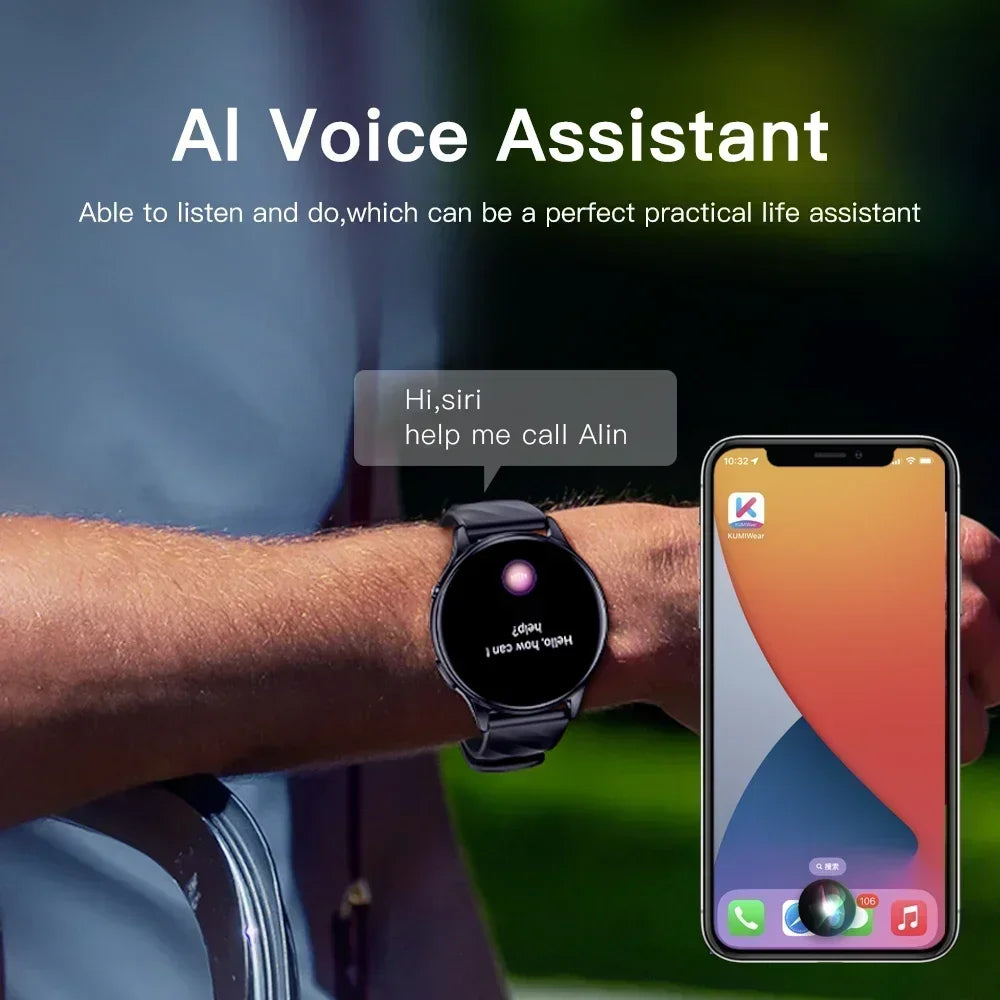 KUMI GW5 Smart Watch 1.39" HD Display Fitness Tracker IP68 Waterproof Heart Rate SpO2 Monitor 100+ Sports Modes