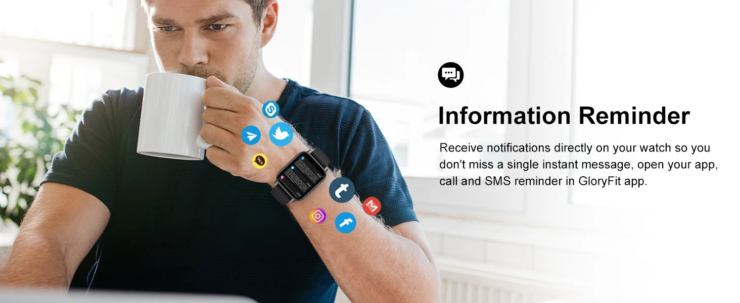 Jxrev Smart Watch, 1.85" Sports Watch for IP68 Waterproof, 110+ Sport Modes, Fitness Activity Tracker, Ultra Thin Watch.