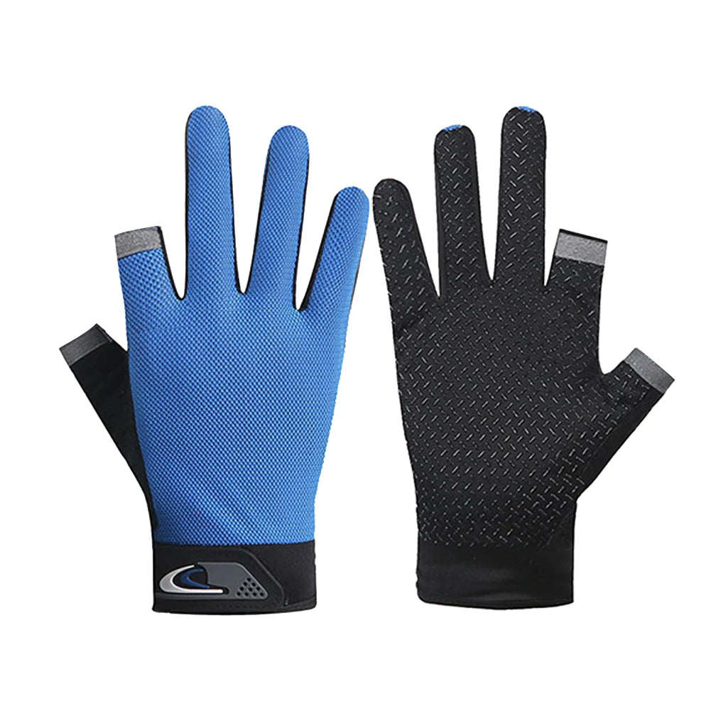 1 Pair Protective Fishing Gloves 2 Cut Fingers Fingerless Glove Men Women Anti-slip Fishing Wear Pesca Fitness Cycling Glove