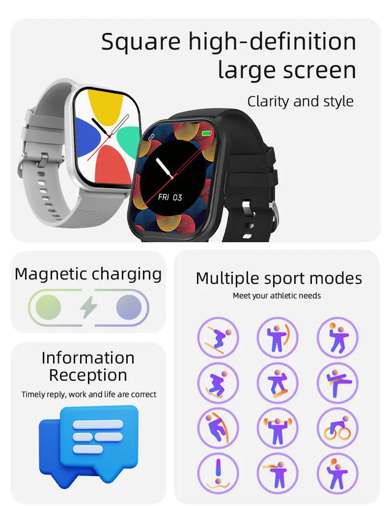 OLEVS 8206 Smart Watch Original Brand 2.01 Inch Full Touch Screen Sports Fitness Bluetooth  Smartwatch Compatible Android iOS