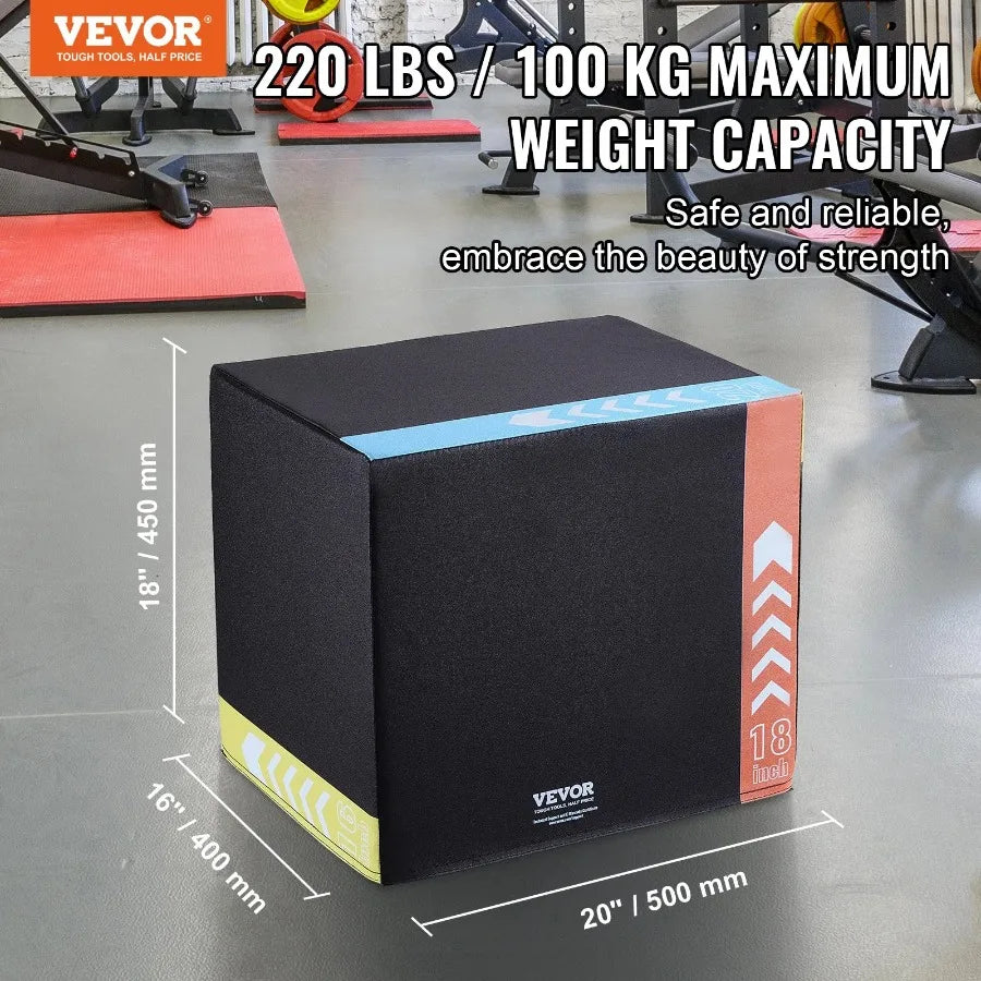 3 in 1 Plyometric Jump Box 20 18 16 Inch Cn Plyo Box Platform and Jumping Agility Box Anti-Slip Fitness Exercise Step Up Box f