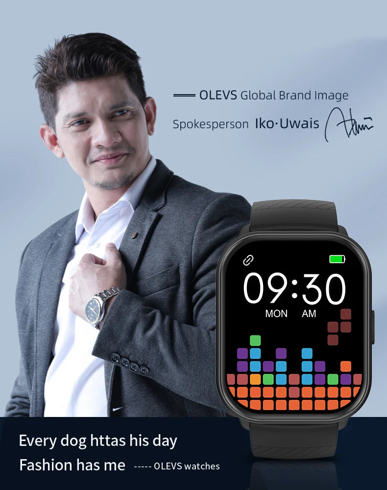 OLEVS 8206 Smart Watch Original Brand 2.01 Inch Full Touch Screen Sports Fitness Bluetooth  Smartwatch Compatible Android iOS