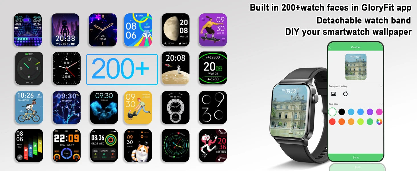 Jxrev 1.85" Ultra Thin Smartwatch (Answer/Make Call), IP68 Waterproof Fitness Tracker, 100+Sport Modes, Heart Rate/Sleep Monito.