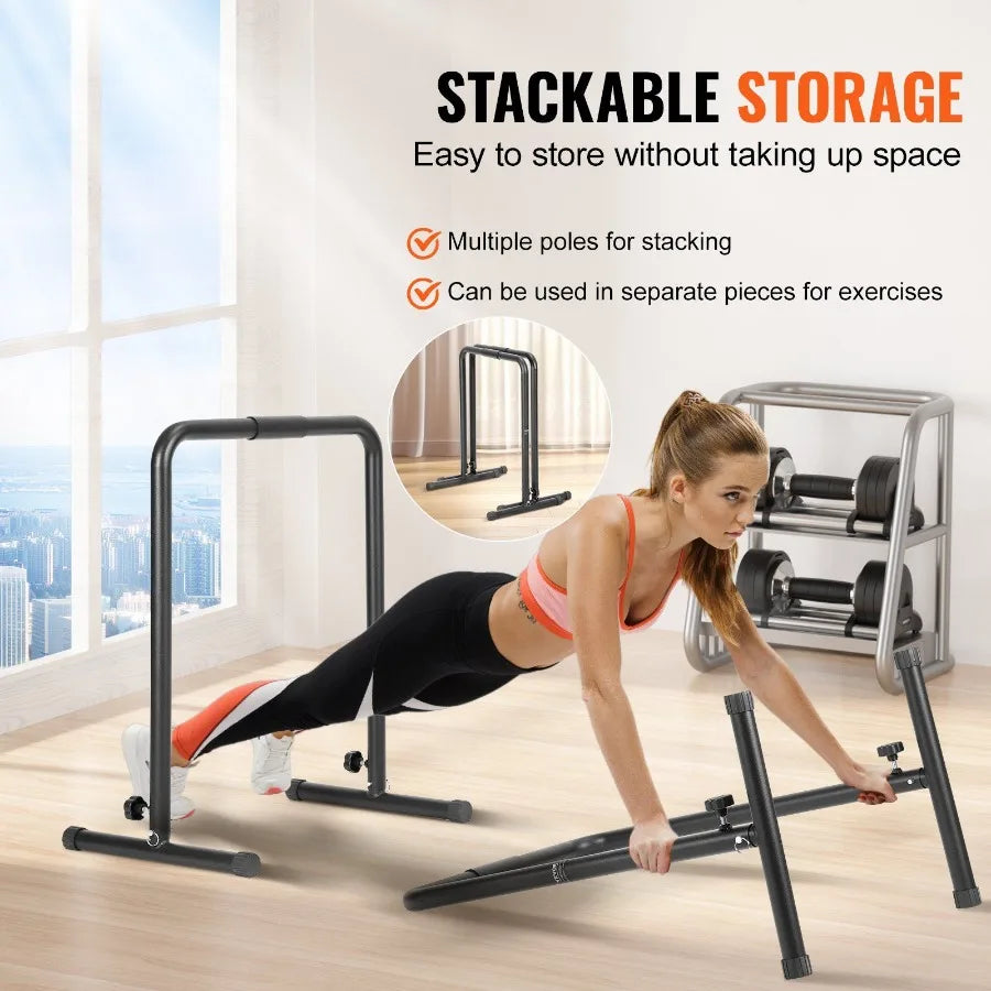 Dip Bars 440 lbs Capacity Heave Duty Dip Stand Station with Adjustable Height Fitness Workout Dip Bar Station Stabilizer Paral