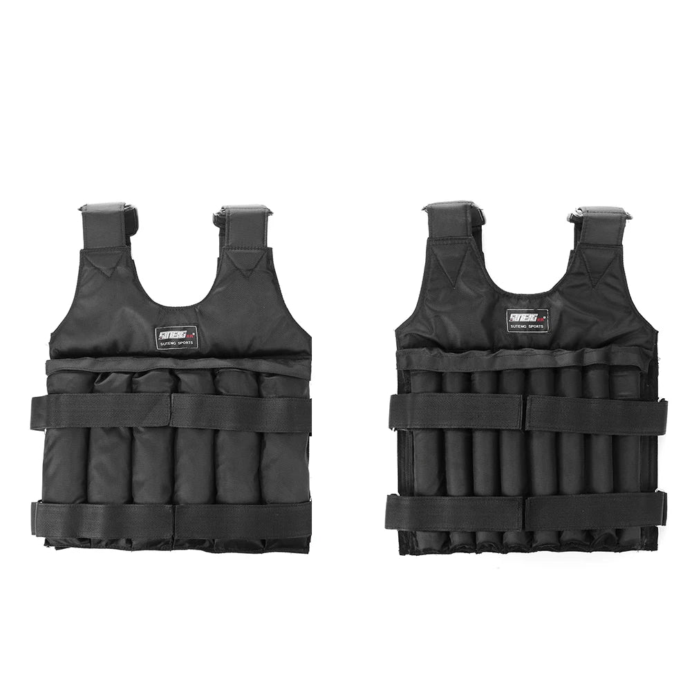 Durable Weighted Vest 20/50kg Adjustable Weight Training Suit Exercise Waistcoat Empty Bag Fitness Running Vest Jacket