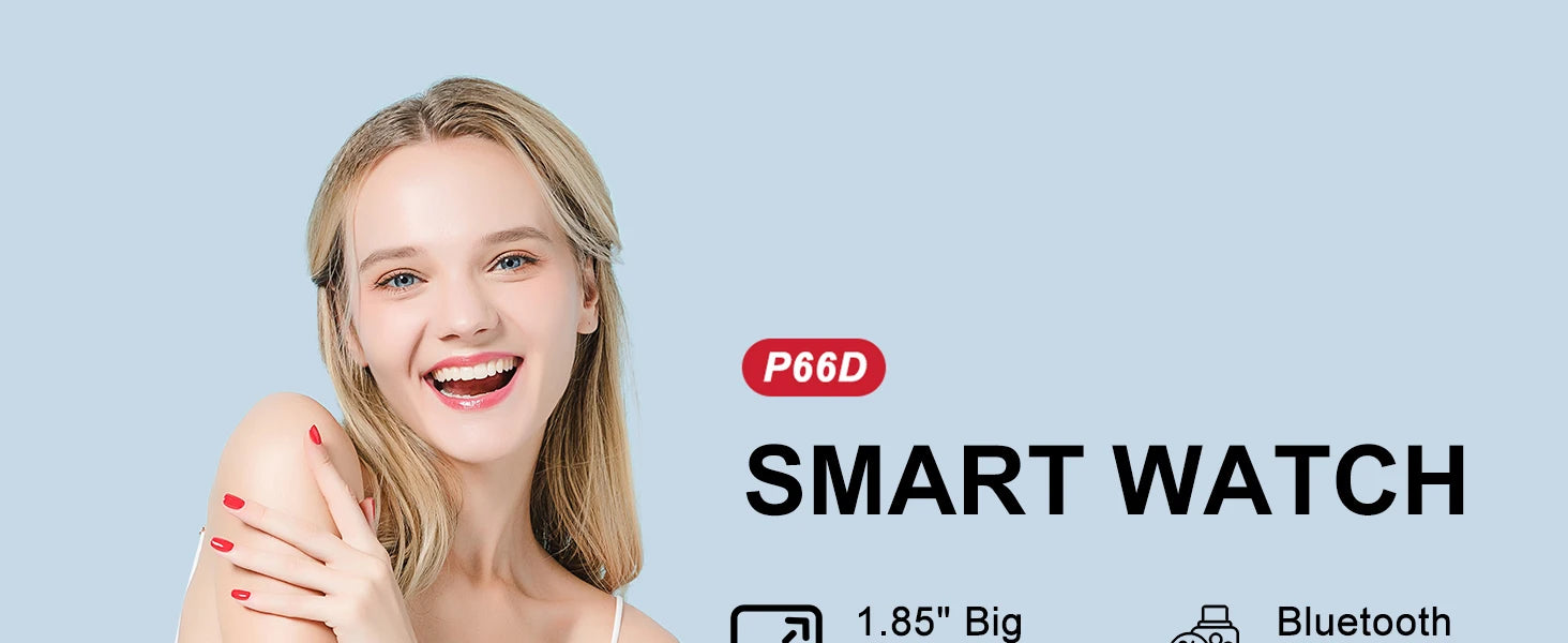 Jxrev Smart Watch, 1.85" Sports Watch for IP68 Waterproof, 110+ Sport Modes, Fitness Activity Tracker, Ultra Thin Watch.