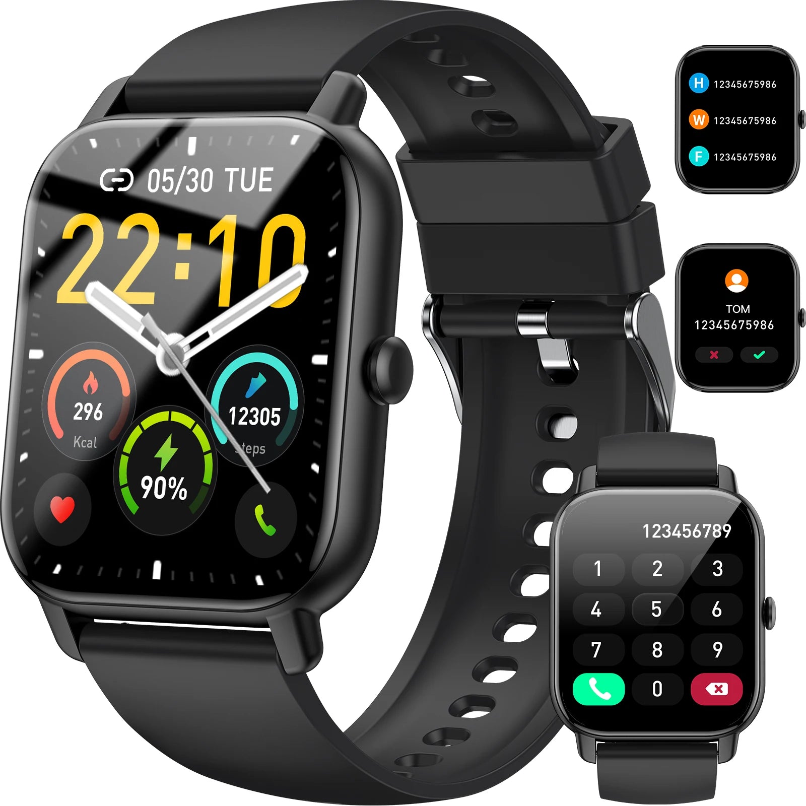 Jxrev Smart Watch, 1.85" Sports Watch for IP68 Waterproof, 110+ Sport Modes, Fitness Activity Tracker, Ultra Thin Watch.
