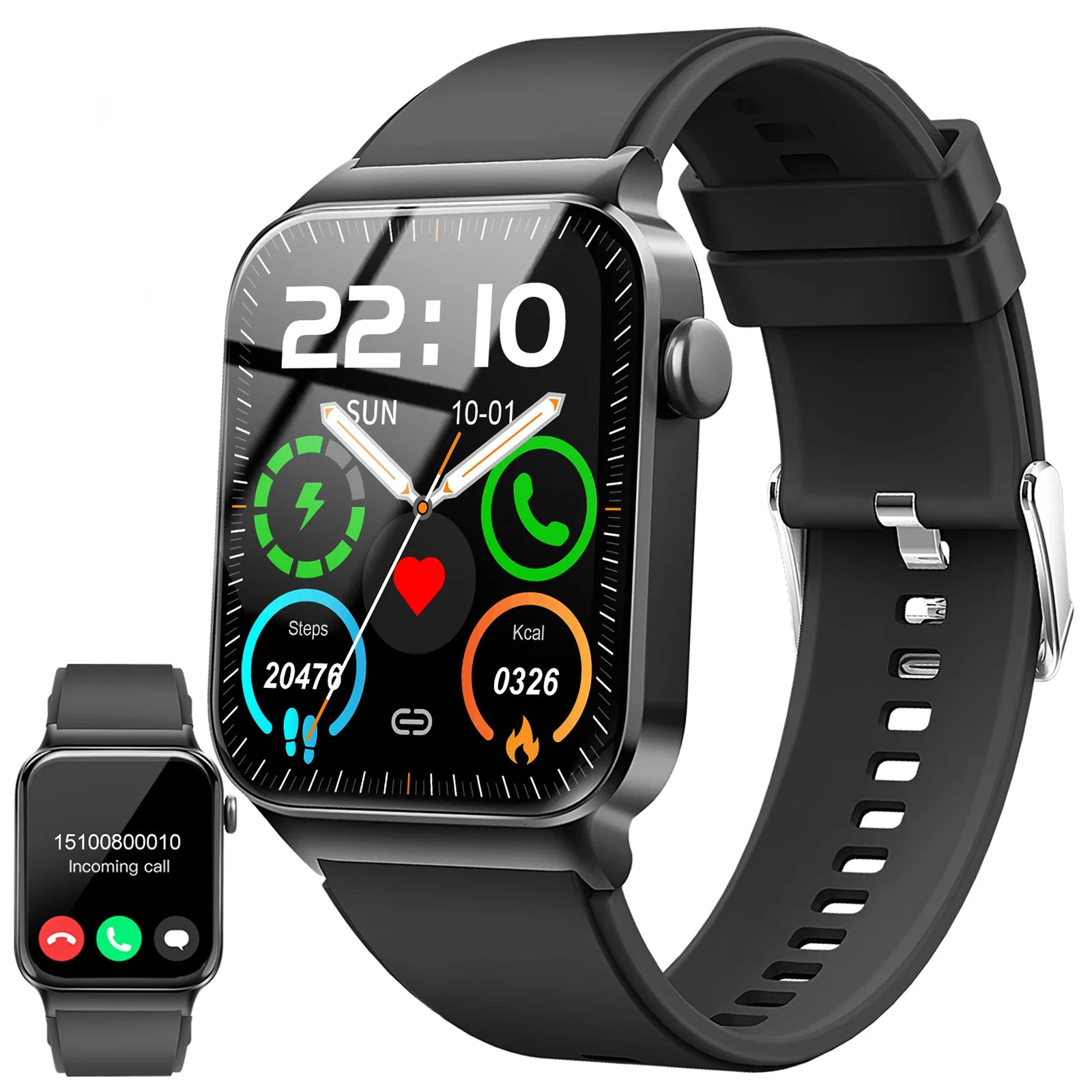 Jxrev 1.85" Ultra Thin Smartwatch (Answer/Make Call), IP68 Waterproof Fitness Tracker, 100+Sport Modes, Heart Rate/Sleep Monito.