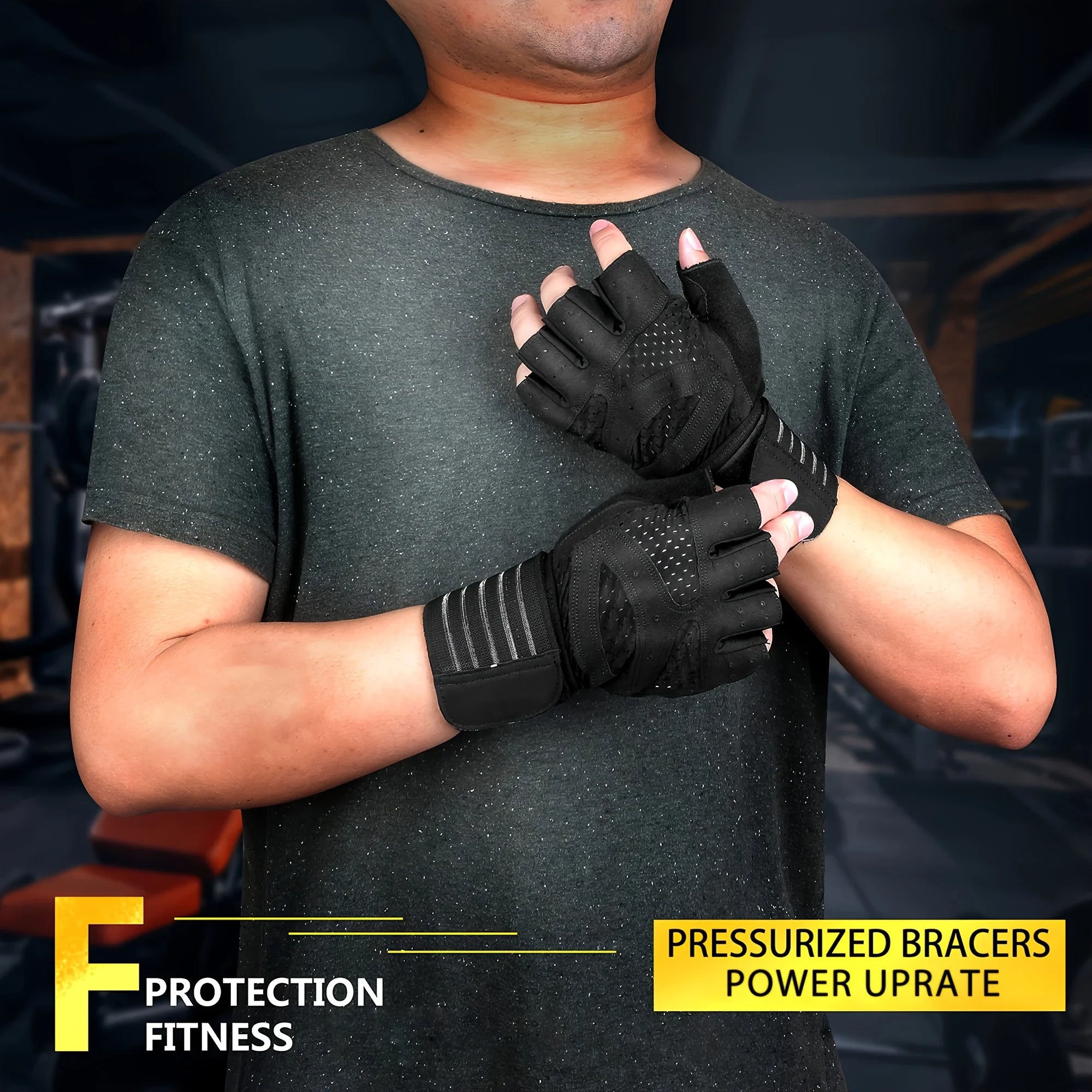 Fitness Weight Lifting Gloves with Wrist Support Breathable Anti-Slip Grip Adjustable Hook Loop Closure Durable Neoprene