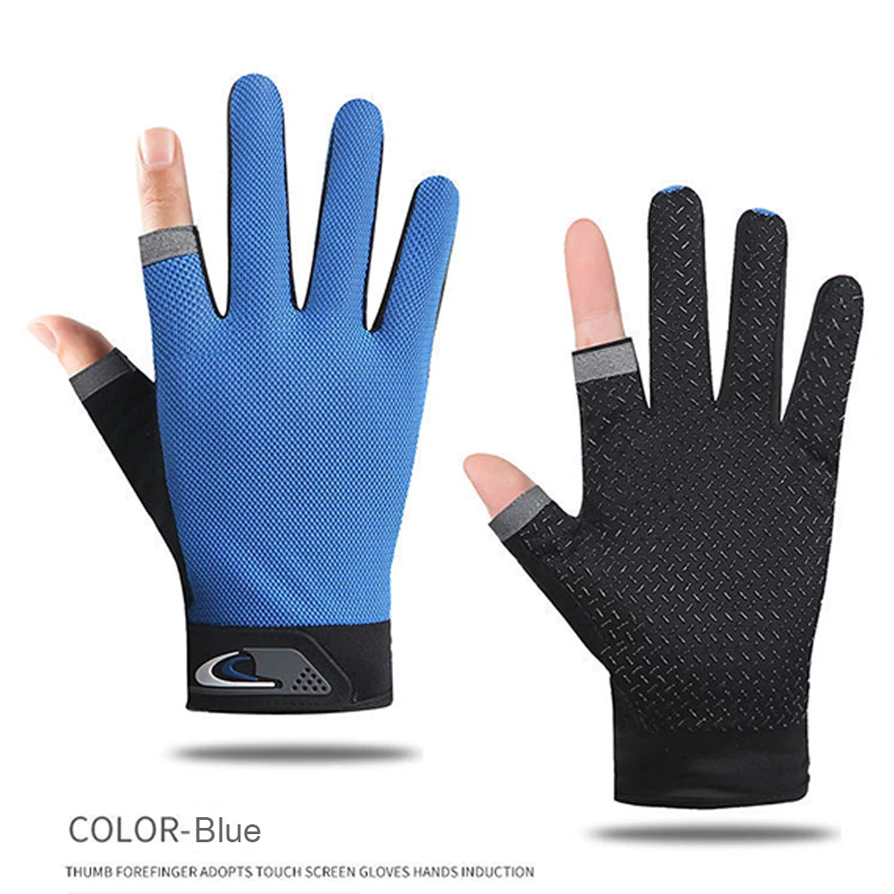1 Pair Protective Fishing Gloves 2 Cut Fingers Fingerless Glove Men Women Anti-slip Fishing Wear Pesca Fitness Cycling Glove