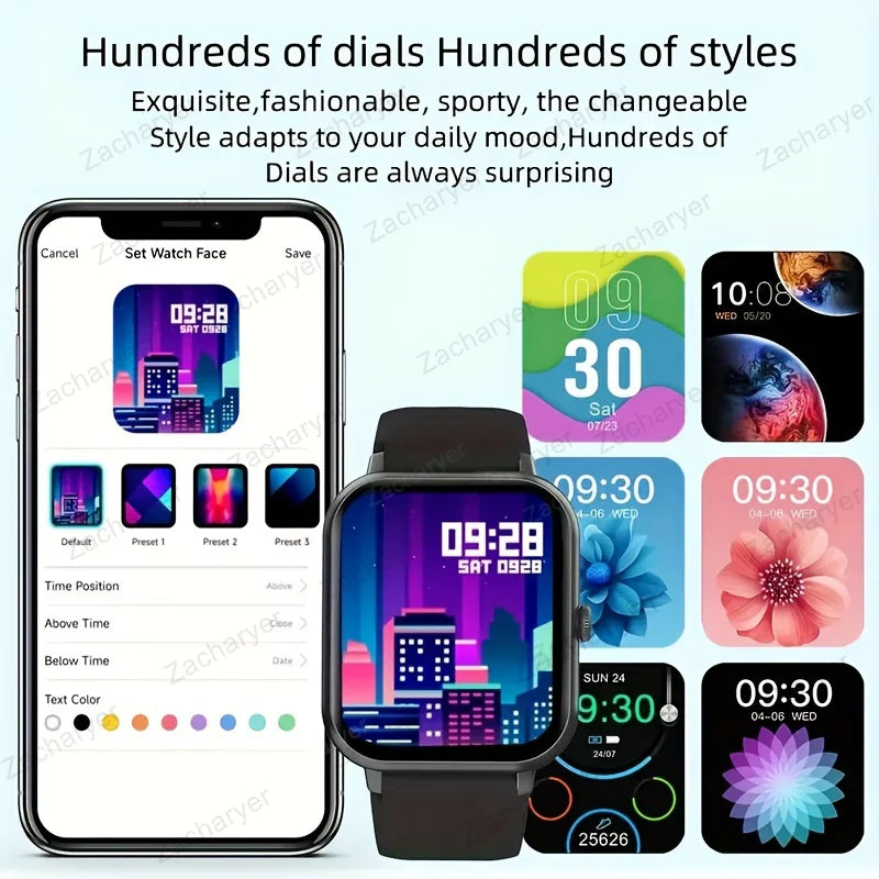 Fitness tracking, sleep monitoring time smart watch, with wireless call function, compatible with Android and iPhone,