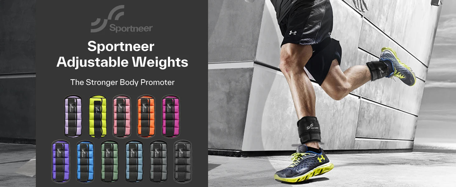 Sportneer Adjustable Ankle Weights 1Pair 10lb Leg Weight Straps for Women Men Weighted Ankle Weights Set for Gym Fitness Workout