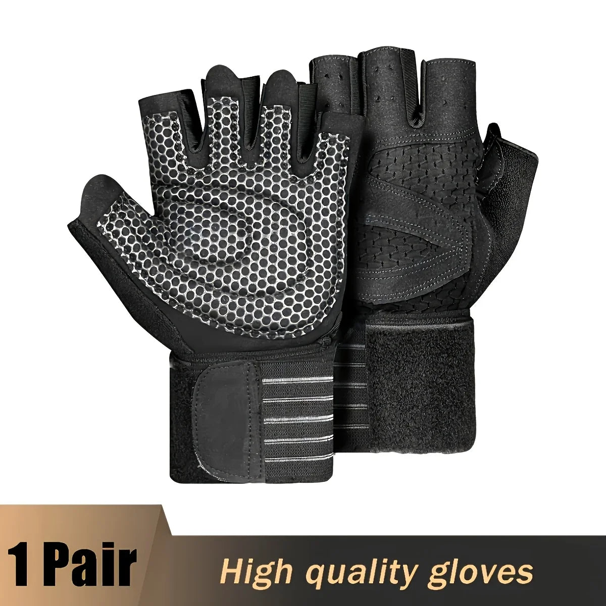 Fitness Weight Lifting Gloves with Wrist Support Breathable Anti-Slip Grip Adjustable Hook Loop Closure Durable Neoprene