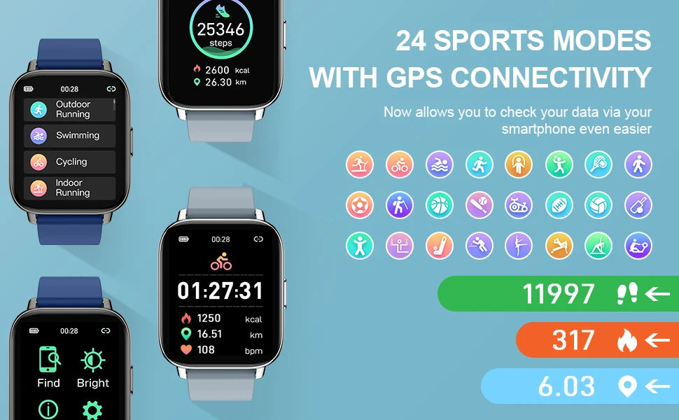 Jxrev Smart Watch, Fitness Tracker Watch for Men Women, 1.69'' Touch Smartwatch Fitness Watch with Ultra Thin Watch.