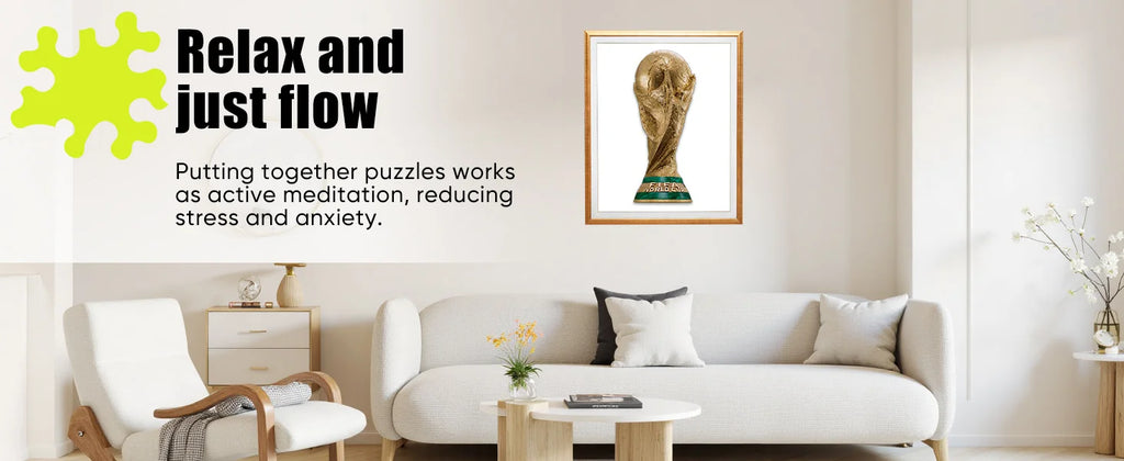 Golden Football Cup Wooden Jigsaw Puzzle 2026 FIFA World Cup Souvenir High Quality Puzzle Game Gift for Soccer Fans Adults Kids