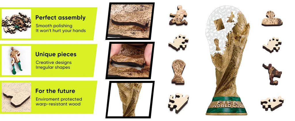 Golden Football Cup Wooden Jigsaw Puzzle 2026 FIFA World Cup Souvenir High Quality Puzzle Game Gift for Soccer Fans Adults Kids