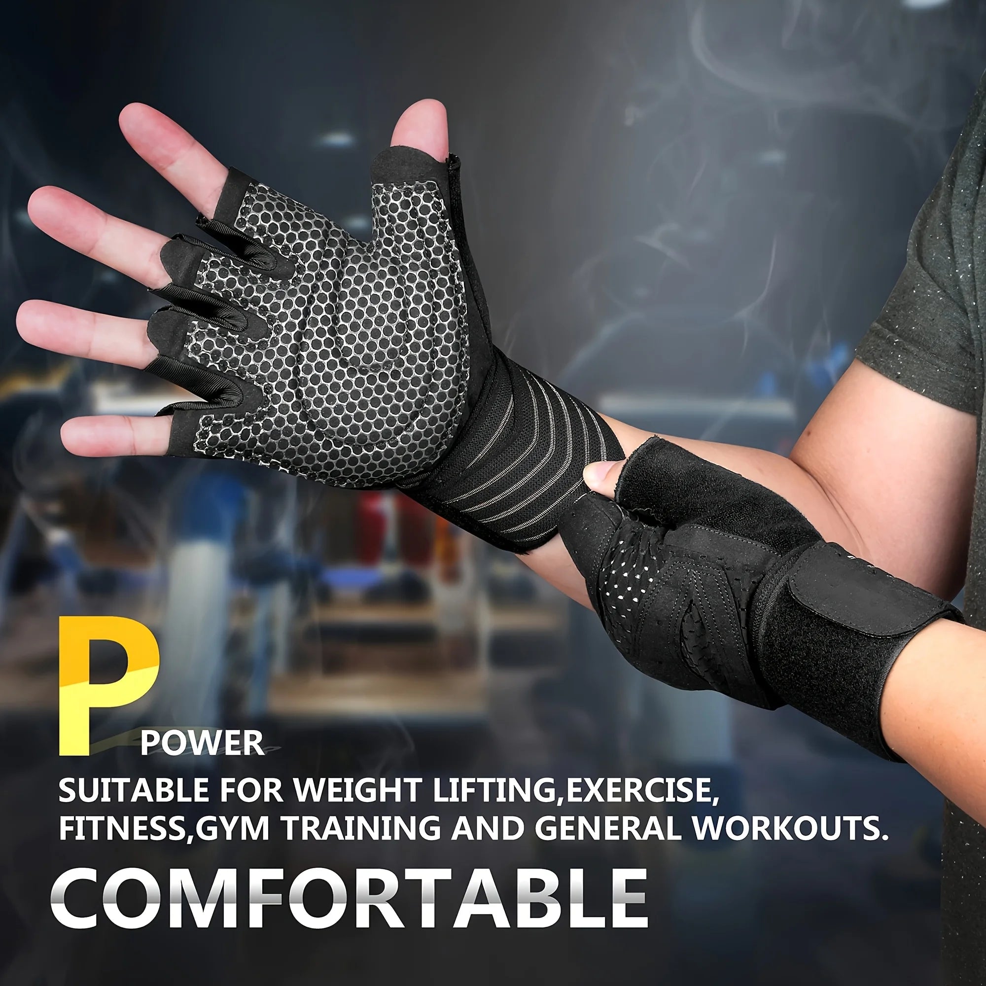Fitness Weight Lifting Gloves with Wrist Support Breathable Anti-Slip Grip Adjustable Hook Loop Closure Durable Neoprene