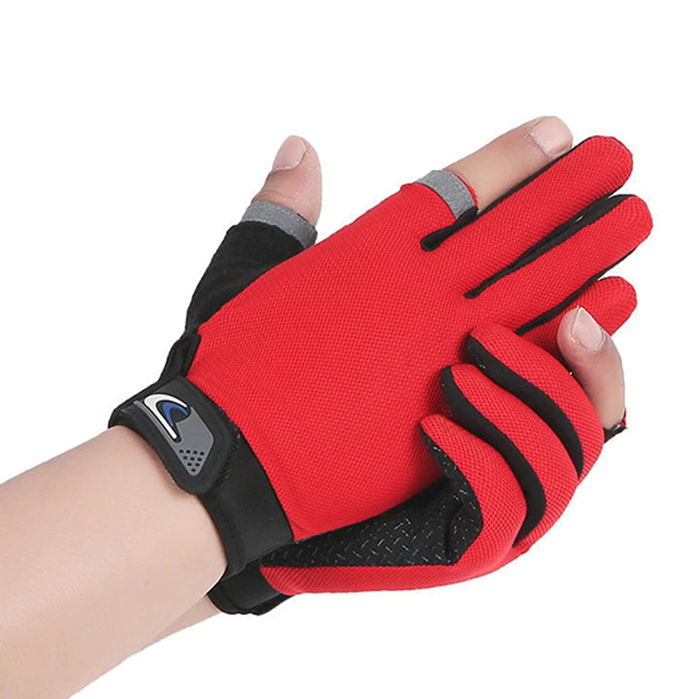 1 Pair Protective Fishing Gloves 2 Cut Fingers Fingerless Glove Men Women Anti-slip Fishing Wear Pesca Fitness Cycling Glove