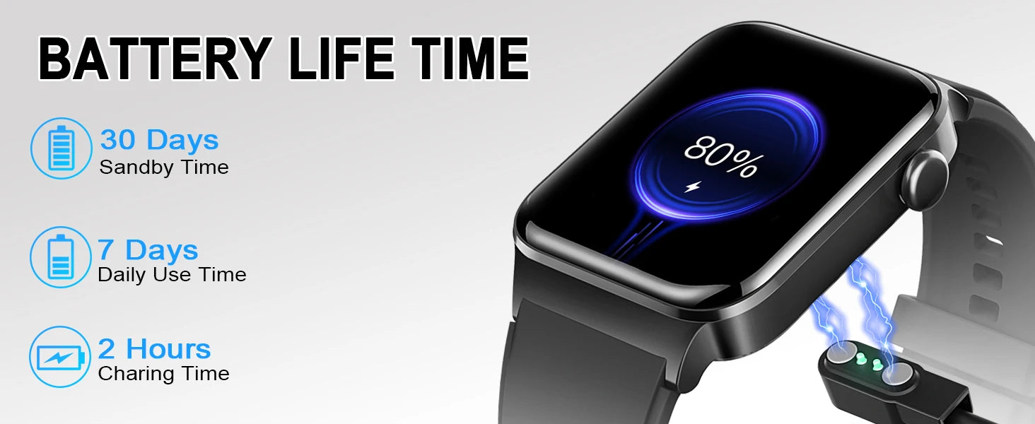 Jxrev 1.85" Ultra Thin Smartwatch (Answer/Make Call), IP68 Waterproof Fitness Tracker, 100+Sport Modes, Heart Rate/Sleep Monito.