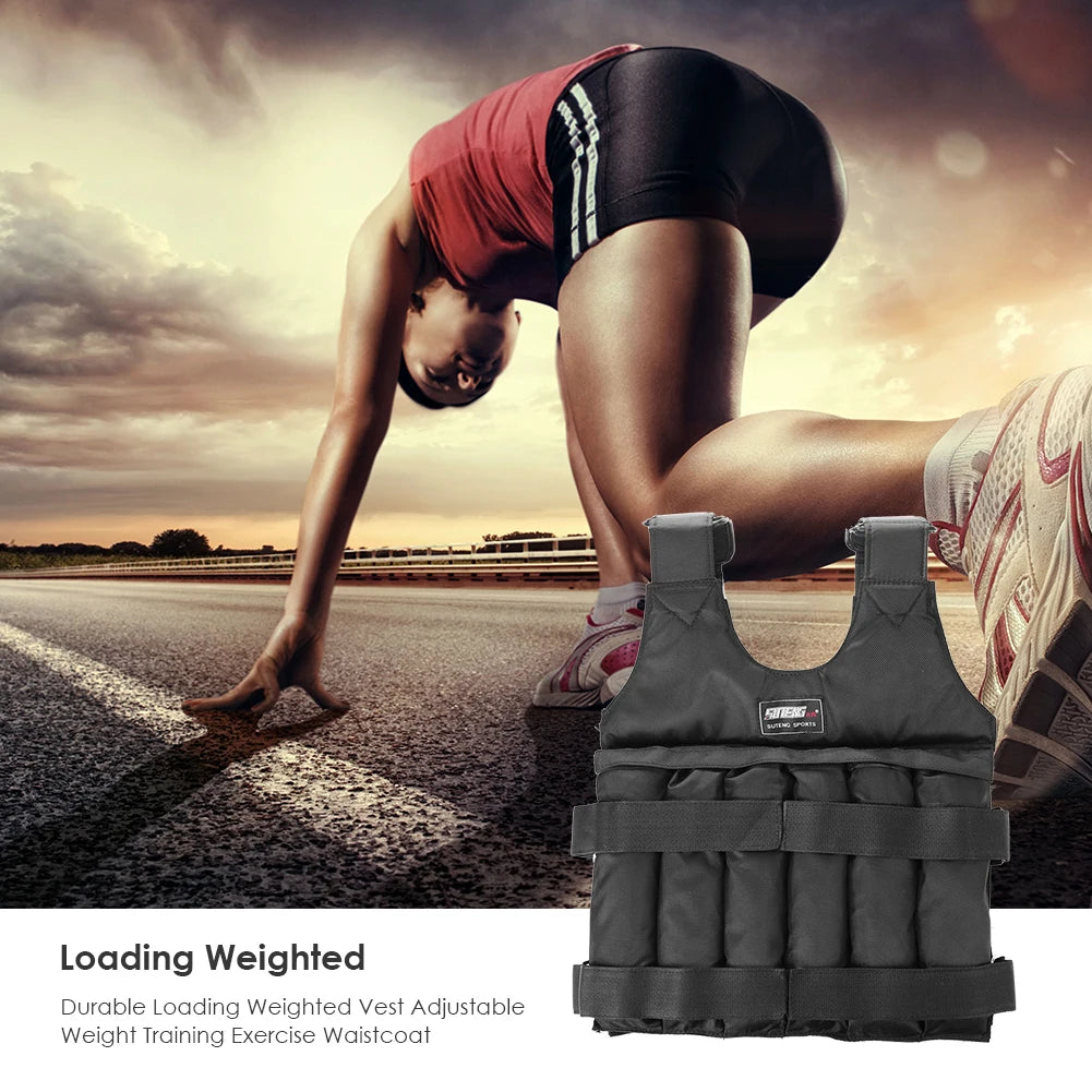 Durable Weighted Vest 20/50kg Adjustable Weight Training Suit Exercise Waistcoat Empty Bag Fitness Running Vest Jacket