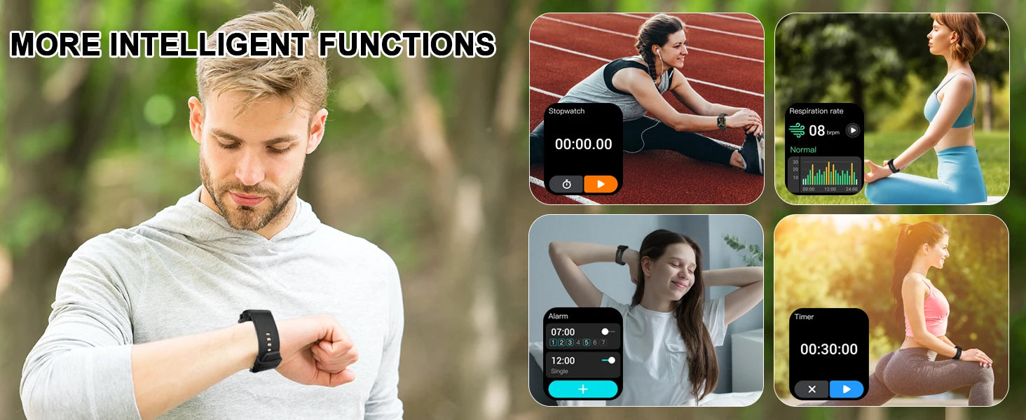 Jxrev 1.85" Ultra Thin Smartwatch (Answer/Make Call), IP68 Waterproof Fitness Tracker, 100+Sport Modes, Heart Rate/Sleep Monito.