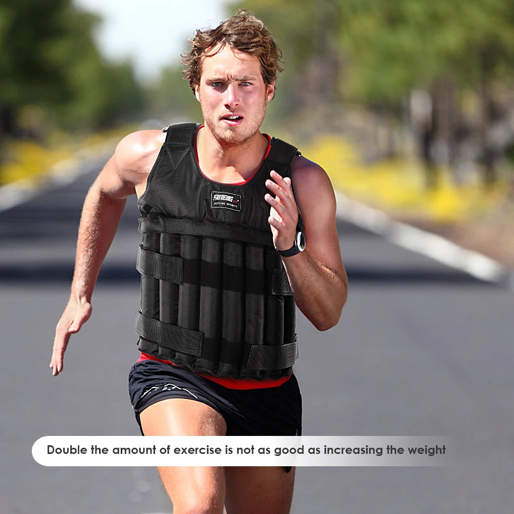 Durable Weighted Vest 20/50kg Adjustable Weight Training Suit Exercise Waistcoat Empty Bag Fitness Running Vest Jacket