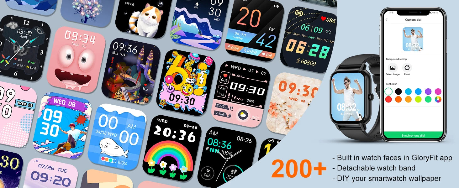 Jxrev Smart Watch, 1.85" Sports Watch for IP68 Waterproof, 110+ Sport Modes, Fitness Activity Tracker, Ultra Thin Watch.