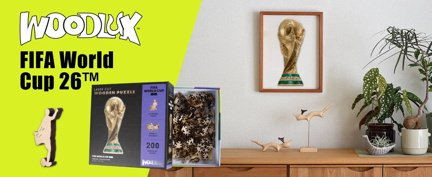 Golden Football Cup Wooden Jigsaw Puzzle 2026 FIFA World Cup Souvenir High Quality Puzzle Game Gift for Soccer Fans Adults Kids