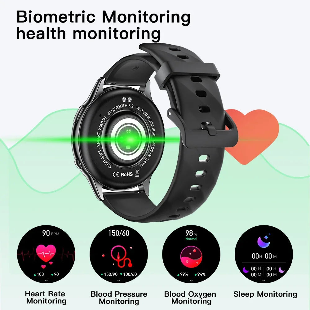 KUMI GW5 Smart Watch 1.39" HD Display Fitness Tracker IP68 Waterproof Heart Rate SpO2 Monitor 100+ Sports Modes