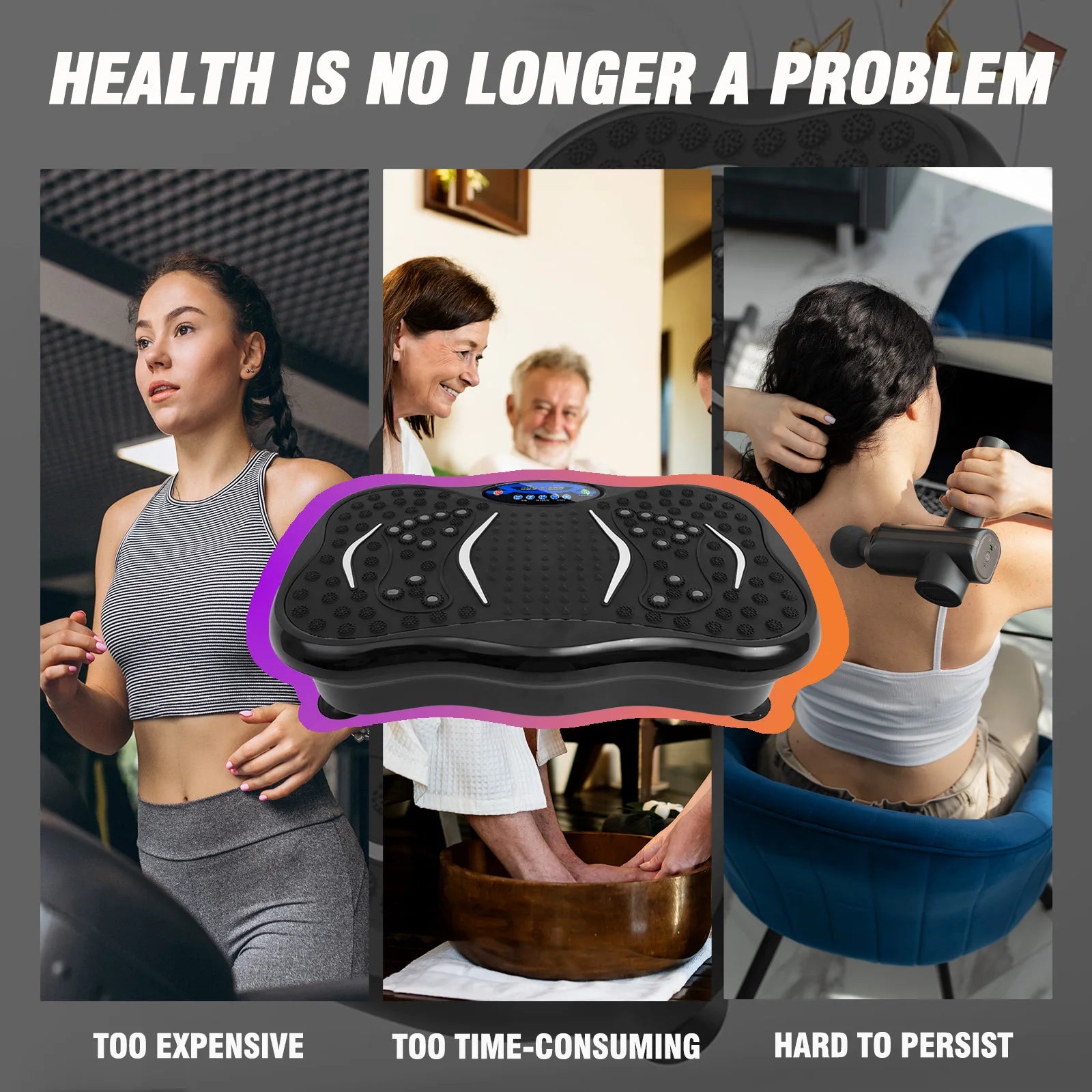 Vibration Plate Exercise Machine Fat-Burning Full Body Workout Power Vibration n Resistance Bands Fitness Equipmen Weight Loss