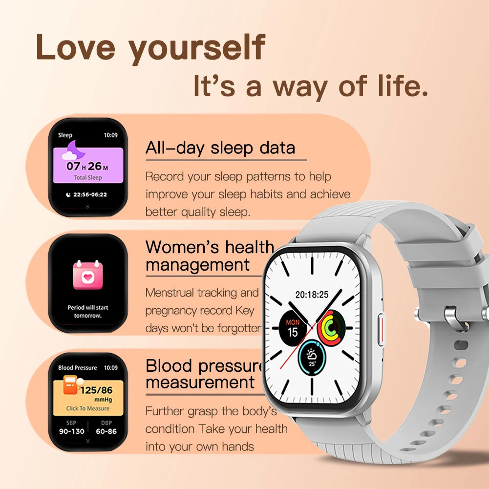 OLEVS 8206 Smart Watch Original Brand 2.01 Inch Full Touch Screen Sports Fitness Bluetooth  Smartwatch Compatible Android iOS