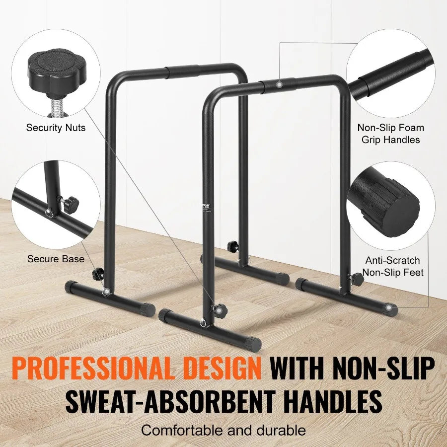 Dip Bars 440 lbs Capacity Heave Duty Dip Stand Station with Adjustable Height Fitness Workout Dip Bar Station Stabilizer Paral