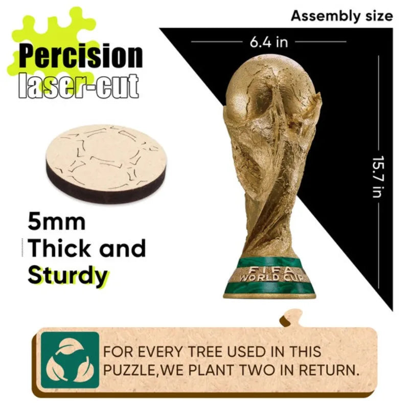 Golden Football Cup Wooden Jigsaw Puzzle 2026 FIFA World Cup Souvenir High Quality Puzzle Game Gift for Soccer Fans Adults Kids
