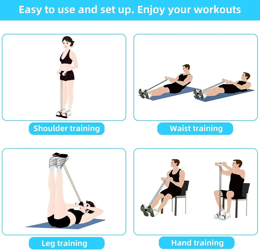 4-Level Resistance Band Tensioner with Non-Slip Handles - Home Fitness Equipment for Abdominal Muscle Training Yoga Abdominal