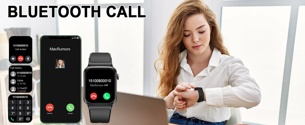 Jxrev 1.85" Ultra Thin Smartwatch (Answer/Make Call), IP68 Waterproof Fitness Tracker, 100+Sport Modes, Heart Rate/Sleep Monito.