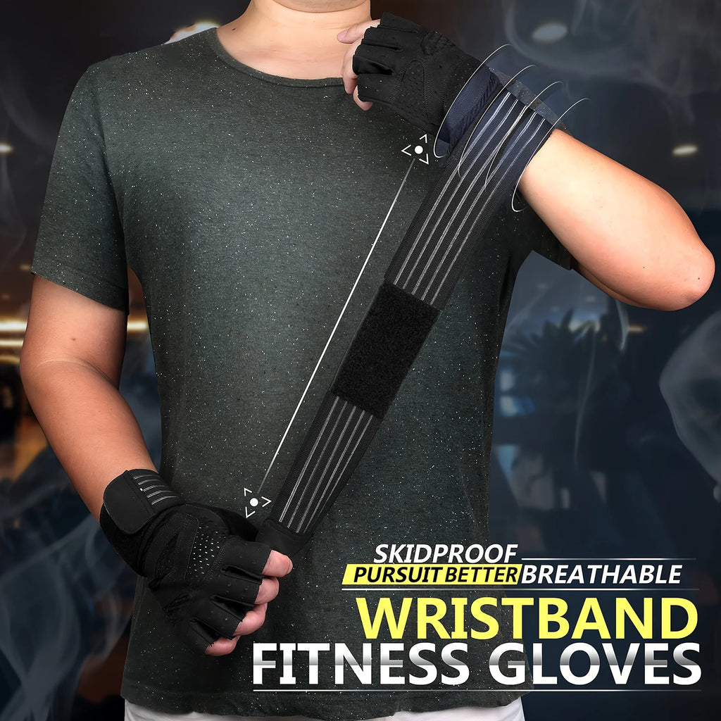 Fitness Weight Lifting Gloves with Wrist Support Breathable Anti-Slip Grip Adjustable Hook Loop Closure Durable Neoprene