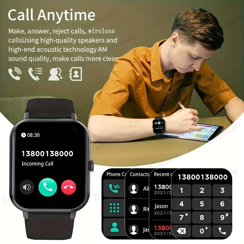 Fitness tracking, sleep monitoring time smart watch, with wireless call function, compatible with Android and iPhone,
