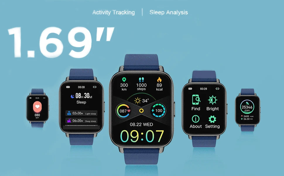 Jxrev Smart Watch, Fitness Tracker Watch for Men Women, 1.69'' Touch Smartwatch Fitness Watch with Ultra Thin Watch.