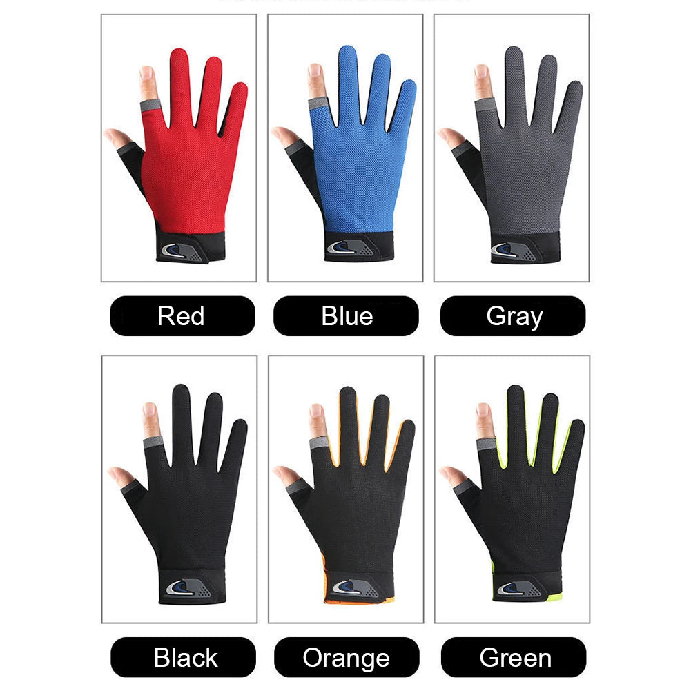 1 Pair Protective Fishing Gloves 2 Cut Fingers Fingerless Glove Men Women Anti-slip Fishing Wear Pesca Fitness Cycling Glove