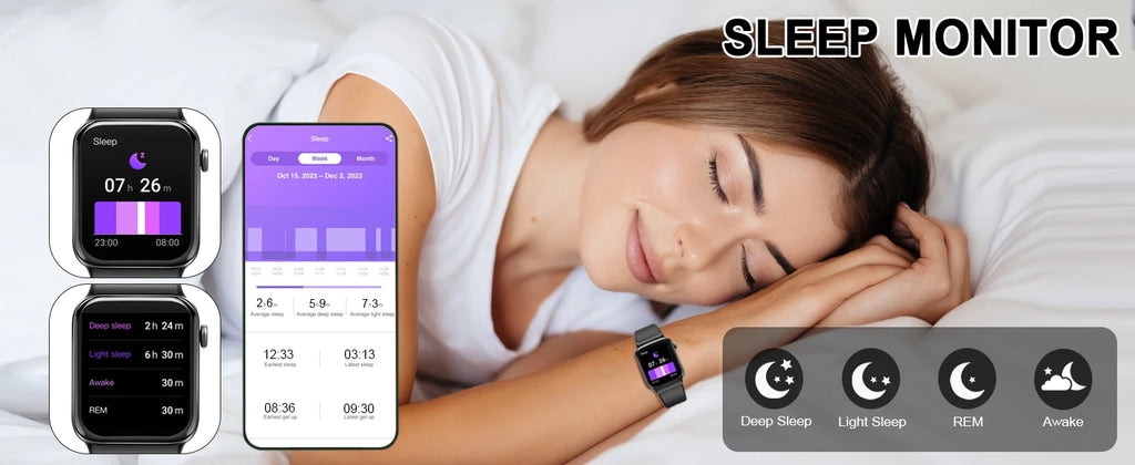 Jxrev 1.85" Ultra Thin Smartwatch (Answer/Make Call), IP68 Waterproof Fitness Tracker, 100+Sport Modes, Heart Rate/Sleep Monito.