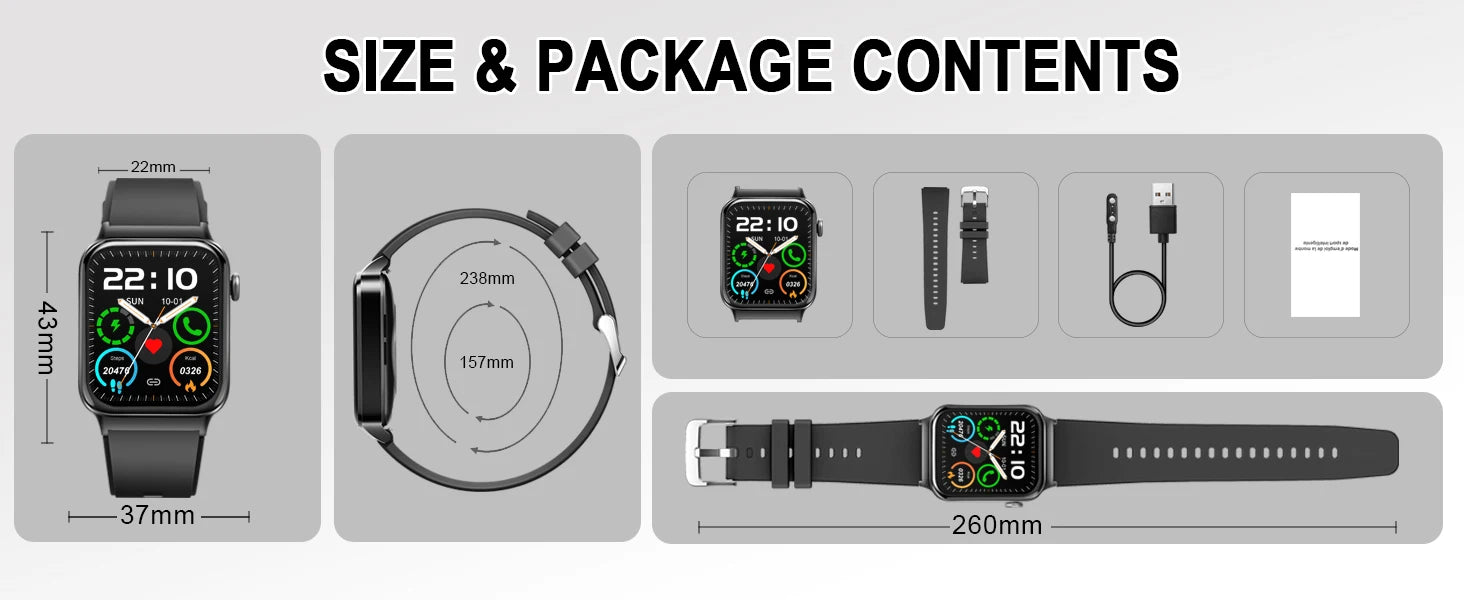 Jxrev 1.85" Ultra Thin Smartwatch (Answer/Make Call), IP68 Waterproof Fitness Tracker, 100+Sport Modes, Heart Rate/Sleep Monito.