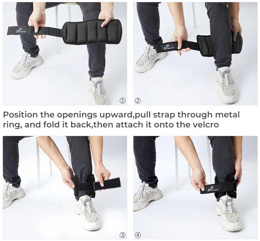 Sportneer Adjustable Ankle Weights 1Pair 10lb Leg Weight Straps for Women Men Weighted Ankle Weights Set for Gym Fitness Workout