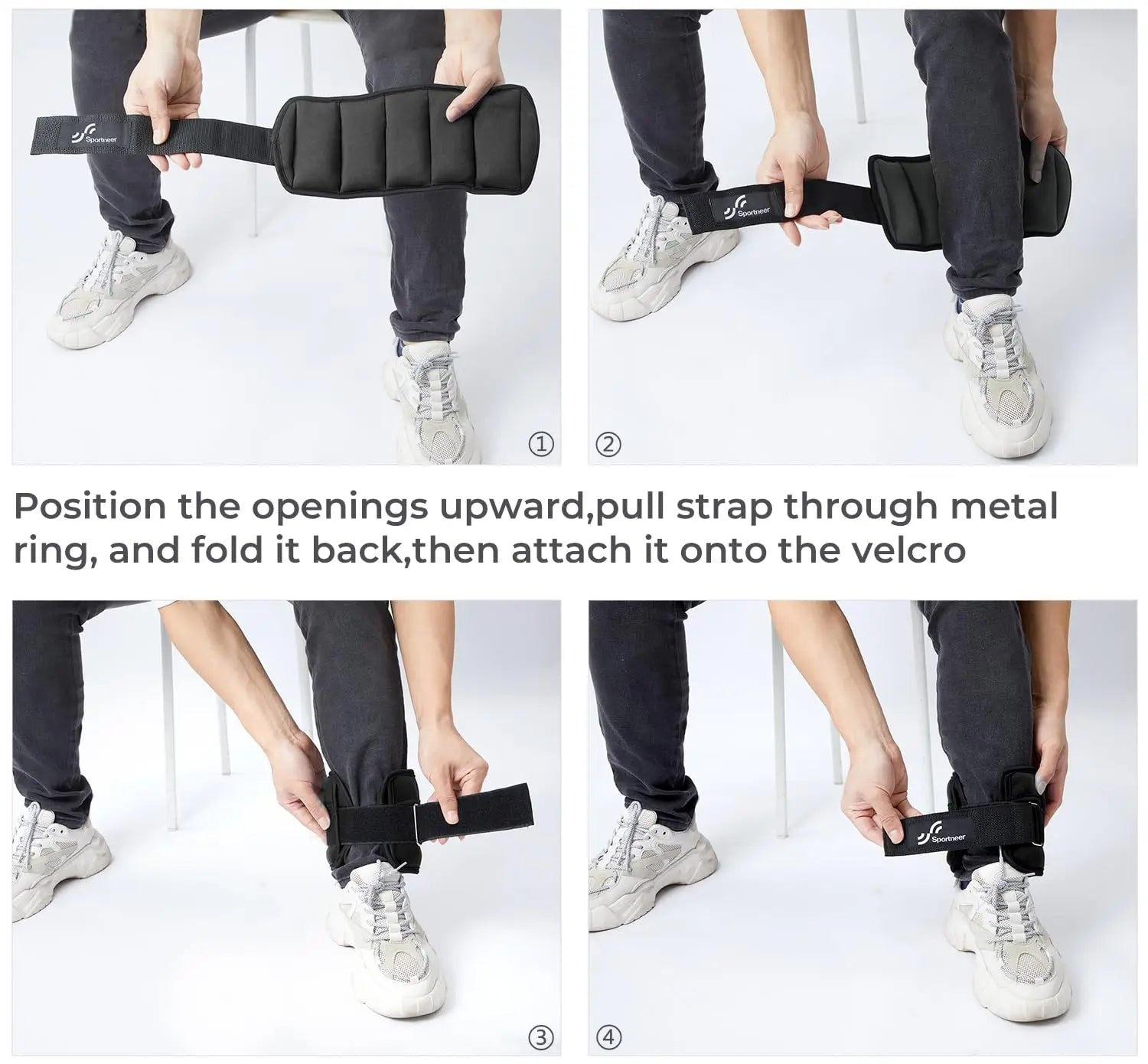 Sportneer Adjustable Ankle Weights 1Pair 10lb Leg Weight Straps for Women Men Weighted Ankle Weights Set for Gym Fitness Workout