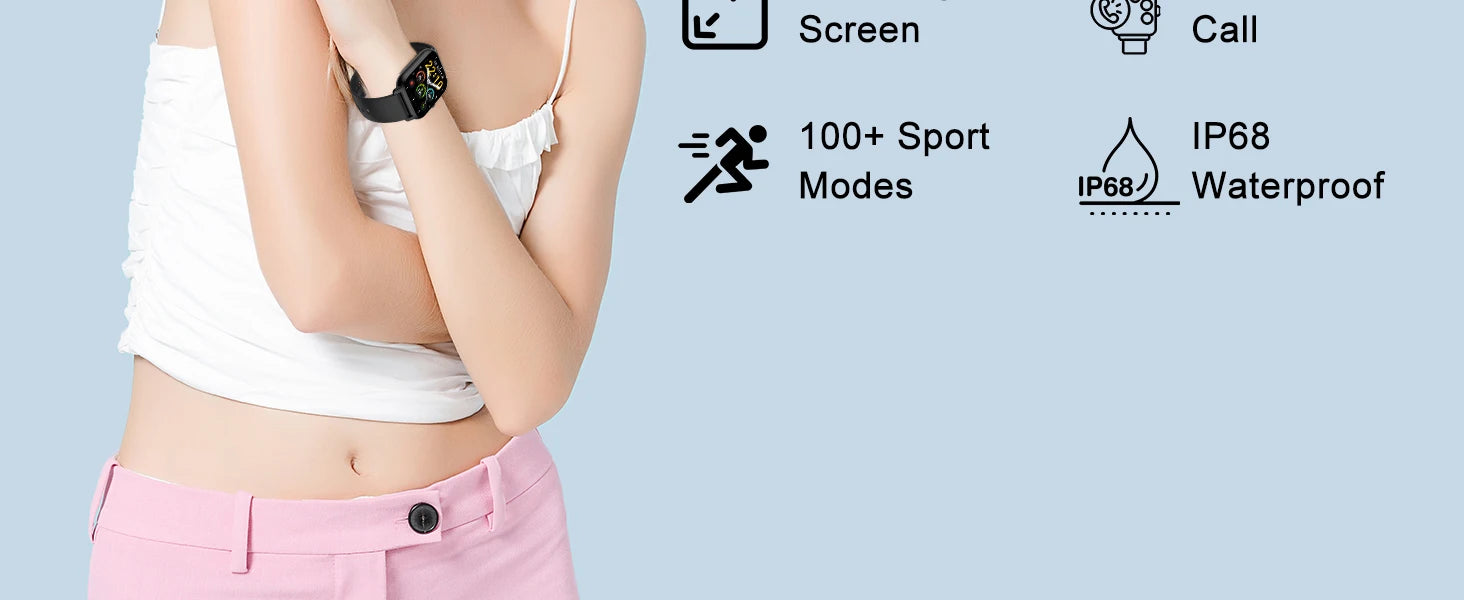 Jxrev Smart Watch, 1.85" Sports Watch for IP68 Waterproof, 110+ Sport Modes, Fitness Activity Tracker, Ultra Thin Watch.