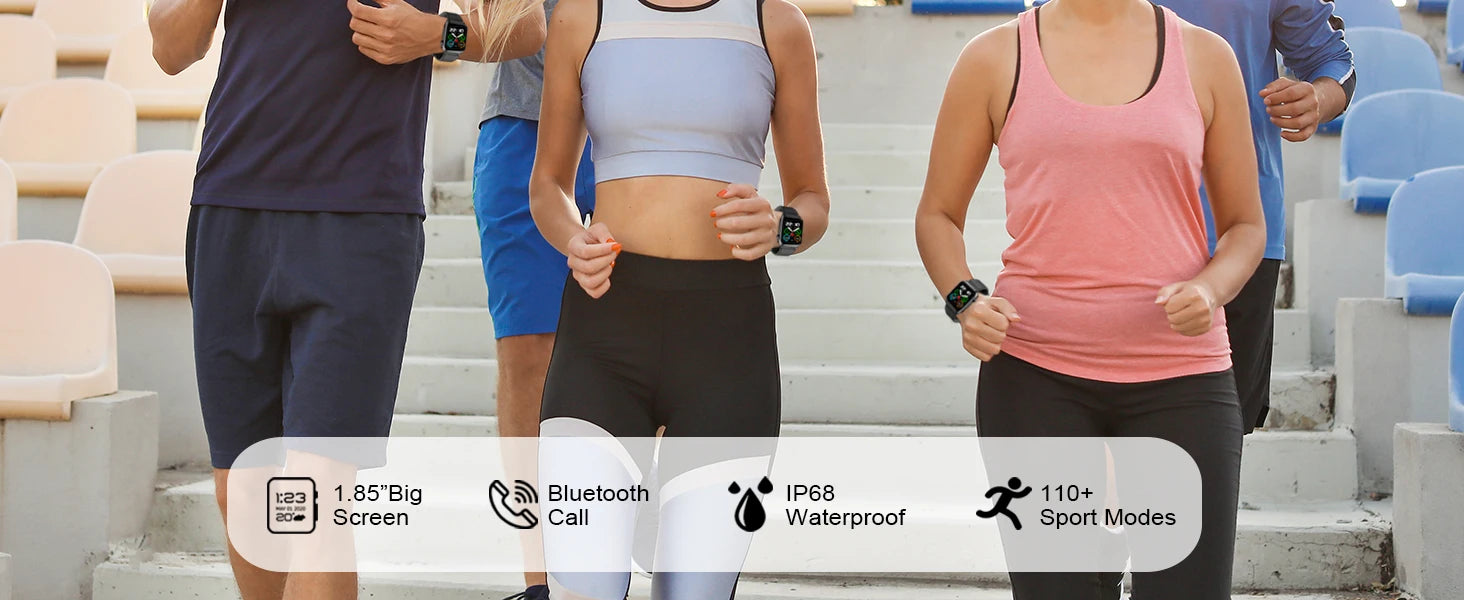 Jxrev 1.85" Ultra Thin Smartwatch (Answer/Make Call), IP68 Waterproof Fitness Tracker, 100+Sport Modes, Heart Rate/Sleep Monito.