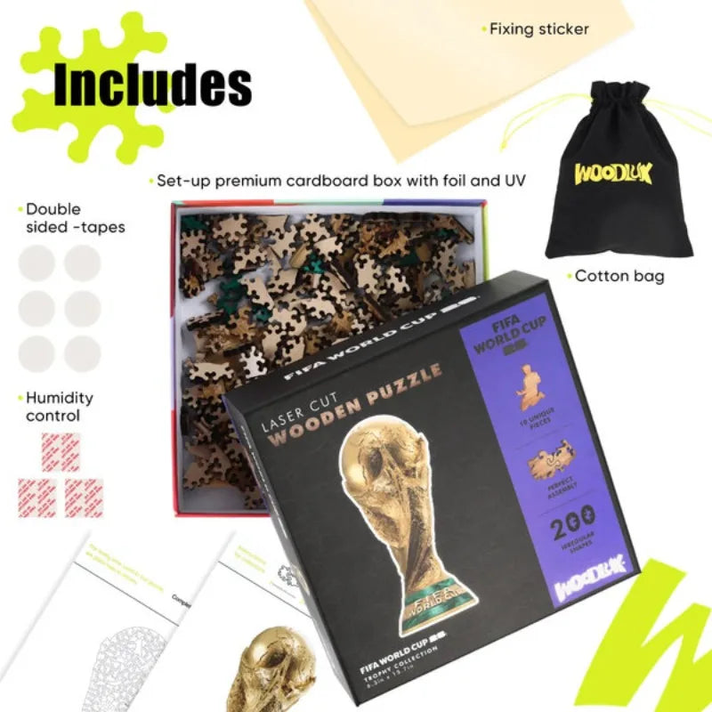 Golden Football Cup Wooden Jigsaw Puzzle 2026 FIFA World Cup Souvenir High Quality Puzzle Game Gift for Soccer Fans Adults Kids